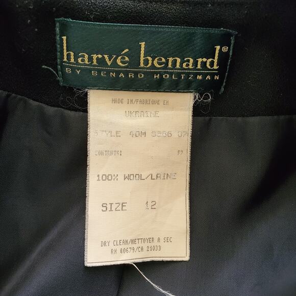 Harve Bernard Vintage Wool Black Zip Up Jacket 12 - Picture 6 of 6